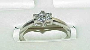 14K .25ct 7 Diamond Wedding Band Ring White Gld Sz 6.25 Flower Snowflake Vintage - Picture 1 of 1