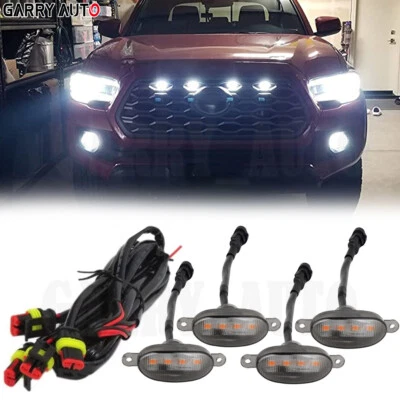 4PCS White LED Front Grille Running Lights Lamps For Toyota Tundra Raptor Style - Image 1 of 4