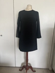 New Banana Republic Women Side-Stripe Sleeves Shift Black Dress SZ P4 - Picture 1 of 4