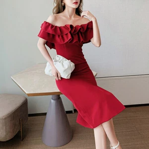 Sexy Vestido de Fiesta Cóctel con Volantes con Ranura Lateral con Volantes - Imagen 1 de 12
