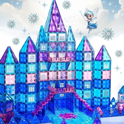 102pcs Frozen Princess Castle Magnetic Tiles Building Blocks 3D Diamond Magnetic - Image 1 of 4