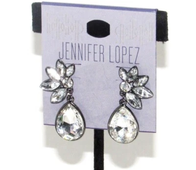 Nuevos Pendientes JENNIFER LOPEZ Tono Plata Brillante Estrás COLGANTES JLO Foto 1 de 4