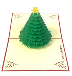 Handmade 3D pop up Christmas card Merry Xmas green tree star David celebrations - Picture 1 of 6