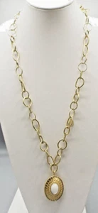 Chico's Nyssa Reversible Faux Carnelian White Jade Carbochan Chain 35" Necklace - Picture 1 of 11