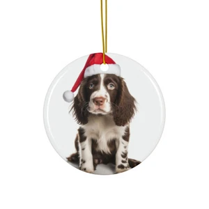 Adorno colgante de cerámica para árbol de Navidad - Diseño de cachorro Springer Spaniel inglés - Imagen 1 de 4