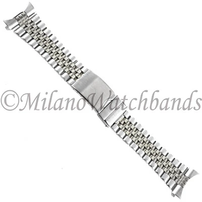 Banda para hombre de acero inoxidable con extremos curvos/rectos Milano Jubilee de 20 mm MB 156960 W Foto 1 de 4