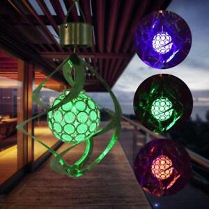 Solar Power LED Light Wind Spinner Chimes Spiral Garden Courtyard Hanging Lamp
