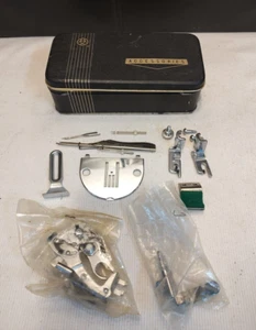 Vintage 1960 Brother Sewing Machine Accessories Tin With Attachments Parts NOS - Picture 1 of 11