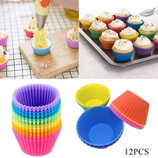 12 Pièces/Ensemble Moules De Cuisson Rond En Silicone Moule À Gâteau Muffin .