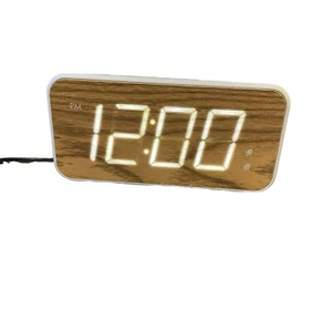 SHARP Dual Alarm with Jumbo Easy Read 1.8” White LED Display Faux Wood Finish - Picture 1 of 5