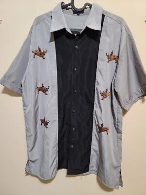 WEST LINE men's shirt with short sleeves in gray and black color with Size L - Image 1 of 4