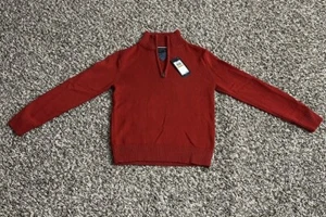 Tommy Hilfiger Boys Large 8/10 RED 1/4 Zip Sweater Pullover Long Sleeve Logo - Picture 1 of 8