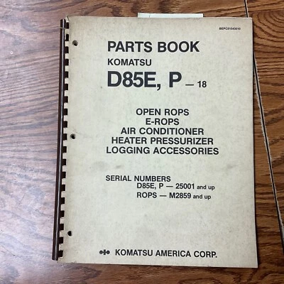 Komatsu D85E-18 D85P-18 MANUAL DE PIEZAS LIBRO CATÁLOGO TRACTOR EXCAVADORA CUERDAS AC REGISTRO Foto 1 de 3