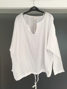 M&S The Lounge Edit White 100% Cotton Blend Top Size 18 New