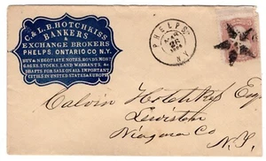 #65 Margin Phelps NY 1864 Hotchkiss Bankers & Exch Brokers w/ Fancy CCL - Picture 1 of 2