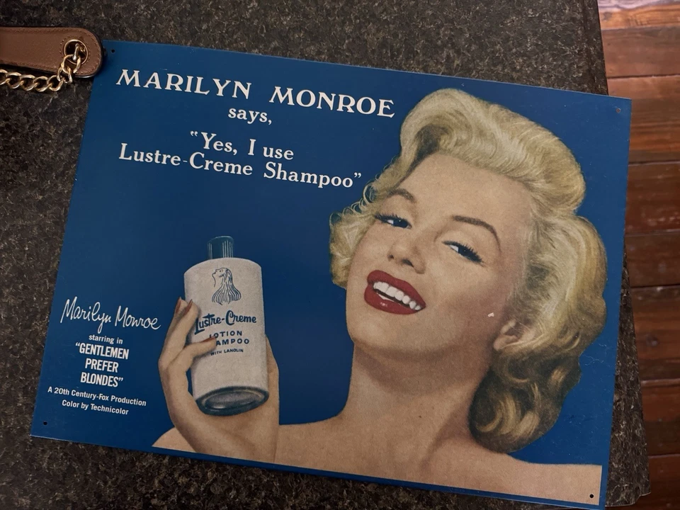 Metal Marilyn Monroe "Yes, I use Lustre-Creme Shampoo Metal Tin Sign - Image 1 of 1