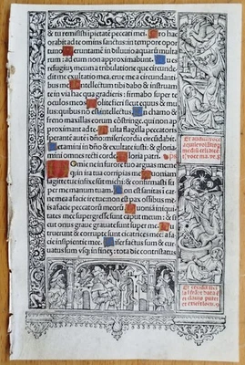 Pergament Stundenbuch Blatt Horae Gold Initialen Kerver Paris 1505 (F) - Image 1 of 2