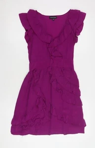 Warehouse Women’s Purple Silk Ruffle Dress - Picture 1 of 12