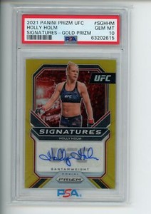 2021 Panini Prizm UFC Holly Holm Signatures Gold Prizm Auto 9/10 PSA 10 POP 1
