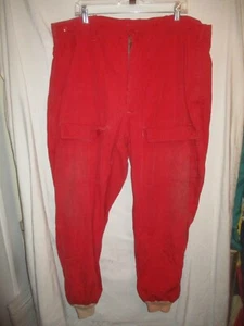 Vintage 50s Red Flannel Lined Insulated Cargo Pants XL Back Buckle Work Snow - Picture 1 of 8