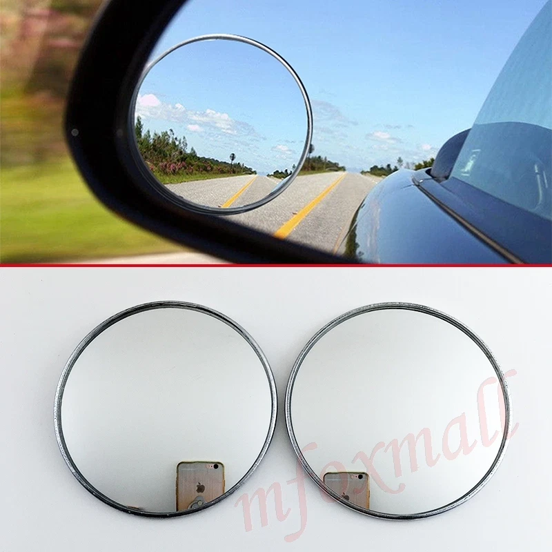 2X Vehicle Rearview Back Blind Spot Mirror Auxiliary Wide Angle Convex Accessory - Image 1 of 4