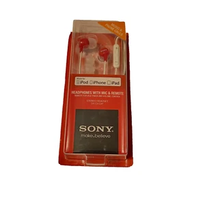 Nowe słuchawki douszne Sony DR-EX12iP z mikrofonem, głęboki bas, czerwone do iPoda iPhone'a, iPada - Zdjęcie 1 z 6