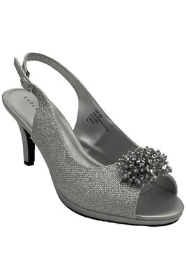 Karen Scott Breena Slingback Peep-Toe Pumps Silver - Image 1 of 3
