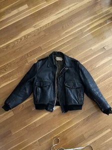 Schott Men's Dark Brown Leather Bomber Jacket Vintage USA (IS-674-MS) Size 44 - Picture 1 of 9