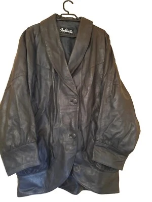 Chaqueta de cuero genuino vintage THE SILVER FOX Designer Label para mujer años 80 talla 14 Foto 1 de 4