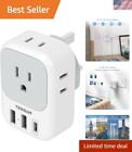 Portable UK Adapter Plug with 4 Outlets and 3 USB Ports - Travel Converter
