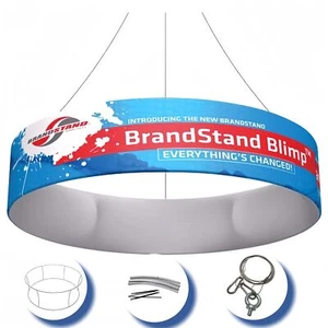 Custom 10'D x 2'H Trade Show Display Ceiling Fabric Round Circle Hanging Banner - Picture 1 of 12