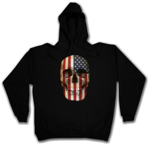 AMERICAN SKULL FLAG HOODIE KAPUZENPULLOVER USA Stars & Stripes United States - Picture 1 of 1