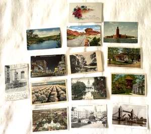 Antique Mixed Lot of 14 Postcards Europe America sights - Picture 1 of 9