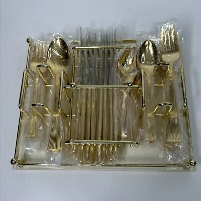 Golden Barclay Geneve Flatware 49 Piece With Caddy Japan Gold Plated READ - Image 1 of 4