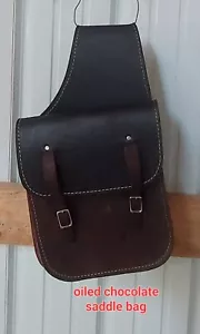 Nuove borse da sella Tack pistola oliata pelle cioccolato grezzo regalo western - Foto 1 di 4