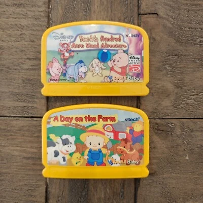 Vtech Vsmile Baby Infant Learning System Lot 2 Games Poohs Hundred Acre Day Farm - Image 1 of 4