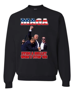 Sudadera Trump 2024 MAGA Even a Bullet Won't Stop Us a prueba de balas cuello redondo - Imagen 1 de 12