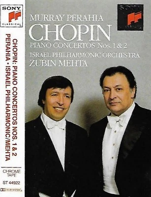 Chopin Murray Perahia Piano Concertos Nos. 1 & 2 CASSETTE ALBUM Zubin Mehta  - Image 1 of 4