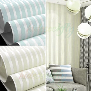 Beige Stripe Thick Textured Wallpaper Bedroom Embossed Non-woven Wall Paper Roll - Picture 1 of 153