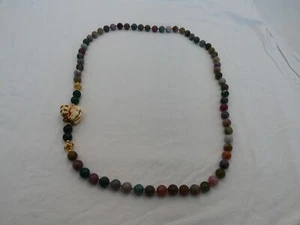 Vintage Japanese Multi-Colored Jade & Netsuke 32" Necklace IM-14 - Picture 1 of 8