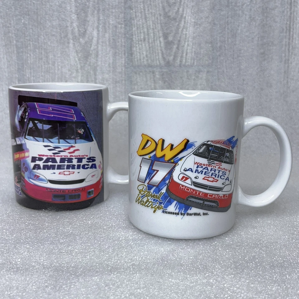 Tazas de café Darrell Waltrip, lote de 2, NASCAR 17 Western Auto Chevy Monte Carlo Foto 1 de 4
