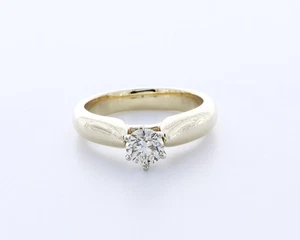 1.0CT Lab-Created Diamond D/VS1 Round Cut 14K Yellow Gold Classic Solitaire Ring - Picture 1 of 4