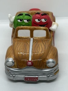 2002 M&M’s Red & Green Cruisin’ Woody Car Ceramic Candy Dish by Galerie - Picture 1 of 6