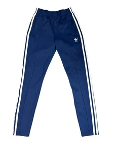adidas Women's Originals Superstar Track Pants Zip Ankles Mid Rise Dark Blue XS - Picture 1 of 6
