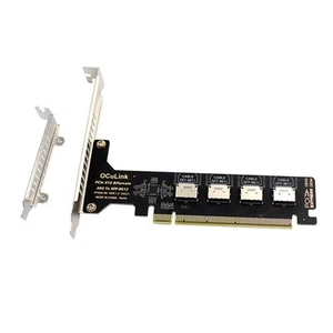 1X(PCI-E X16 Split 4 Ports Oculink Erweiterungskarte SFF8611&8612 NVME PCIe3108 - Photo 1/8