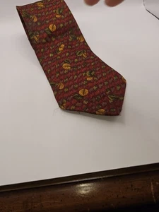 Ermenegildo Zegna Silk Men's Necktie Italy Floral Red 58 x 3.75 - Picture 1 of 4