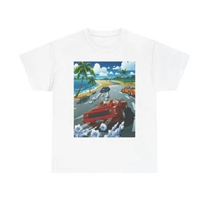 Outrun Vintage Gaming Graphic T Shirt Cotton Tee Apparel New - Picture 1 of 13