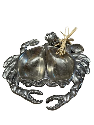 Mud Pie Crab Motif Metal 2 Side Serving Dish with Matching Spoon - Image 1 of 4