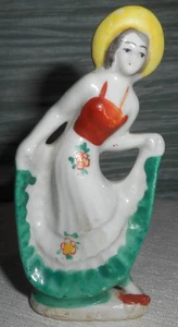 Porcelain Dancing Woman Wearing Beautiful Dress 4" Figurine Made Japan 1949 - Picture 1 of 11