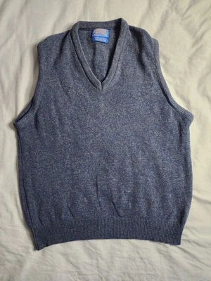 Vintage 80s Pendleton Lambswool Sweater Vest Mens Large Colorful V-Neck USA READ - Image 1 of 4